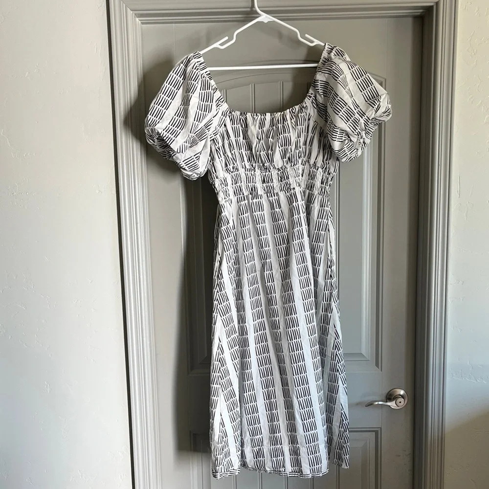Maeve White & Black Cotton Dress - Size L - Picture 6 of 7